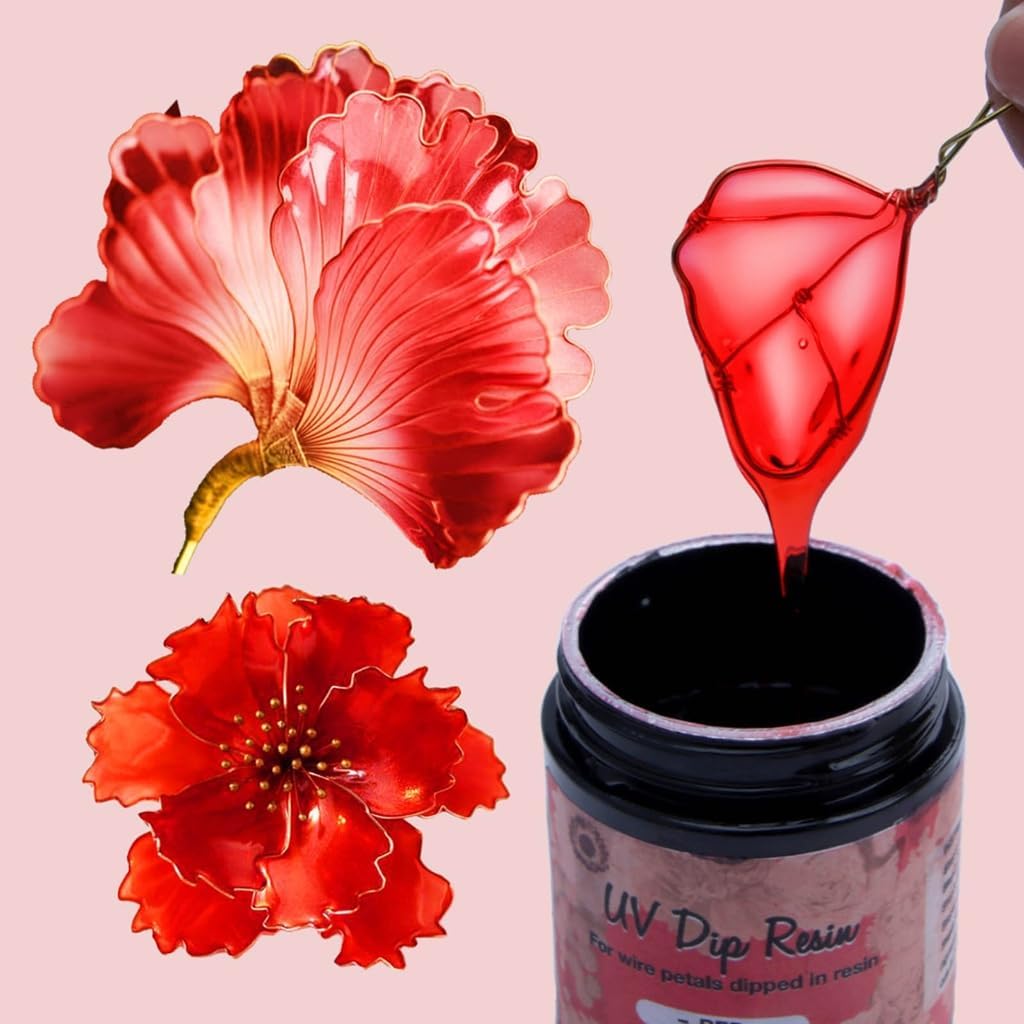 DIP Resin for Wire Flower Petals Liquid Ultraviolets Curing Crystal Jewelry Making for Beginners