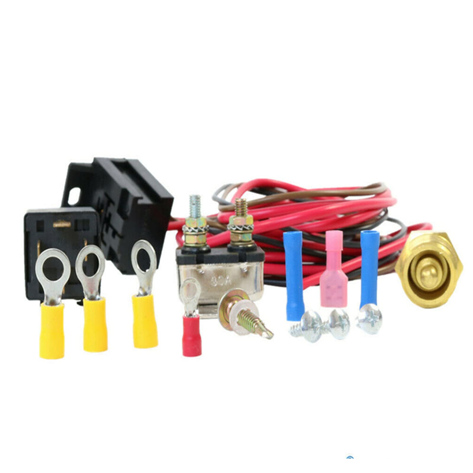 FAERSI 185-200 Degree Electric Cooling Fan Thermostat Kit Temperature Sensor Temperature Switch 50 60 AMP Relay Kit In | Whizz Engine Radiator Cooling Fan Motor - Foto 3