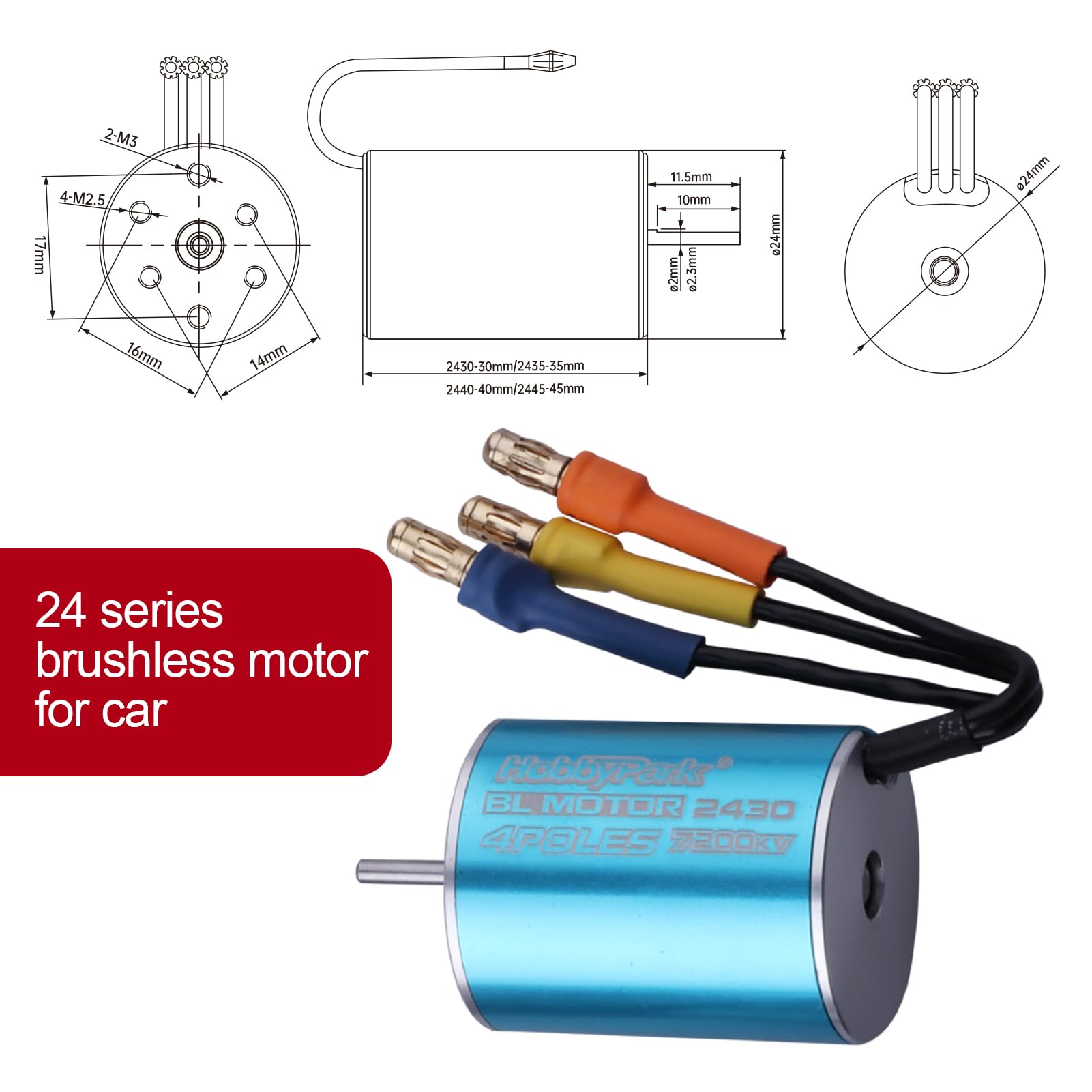 Amazon.com: HobbyPark 2430 7200KV Brushless Motor and ESC Combo
