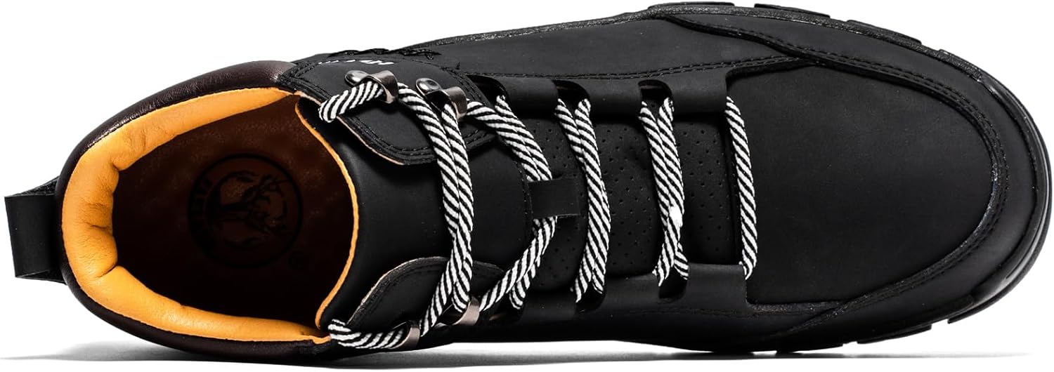 FLYLAND Men's Casual Leather Shoes Chukka Ankle Boots Handmade Fashion Shoes Non Slip Breathable Comfortable Mid Top for Driving Walking Outdoor