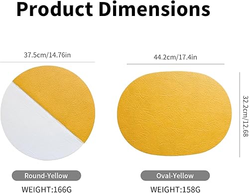Miniatura 2 de Welan - Juego de 4 manteles individuales ovalados, impermeables, a prueba de aceite, resistentes al calor, lavables, para el hogar, la mesa de