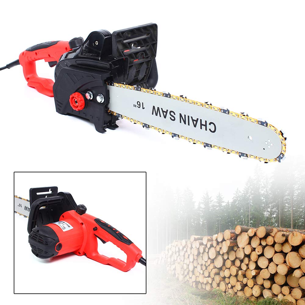 Motosierras eléctricas Chainsaw 800 rpm 2000 W Motosierras - Espada robusta y cadena afilada - Sierra de madera sin esfuerzo - Ventana de aceite visible - Lubricación automática de cadenas
