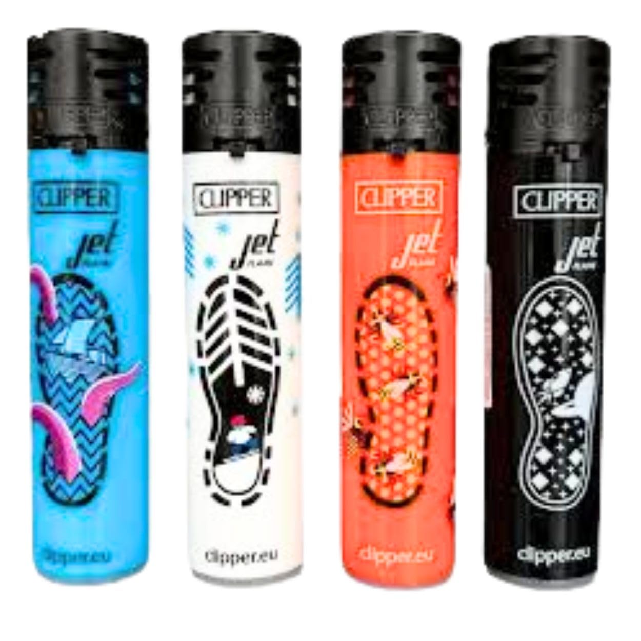 4 x Clipper Lighters Set, Gas Lighter Refillable Jet Flame Lighters, GIFT SET (JET FLAME WINDPROOF LIGHTER JET FLAME -WONDERLAND - X 4) (No Fuel)