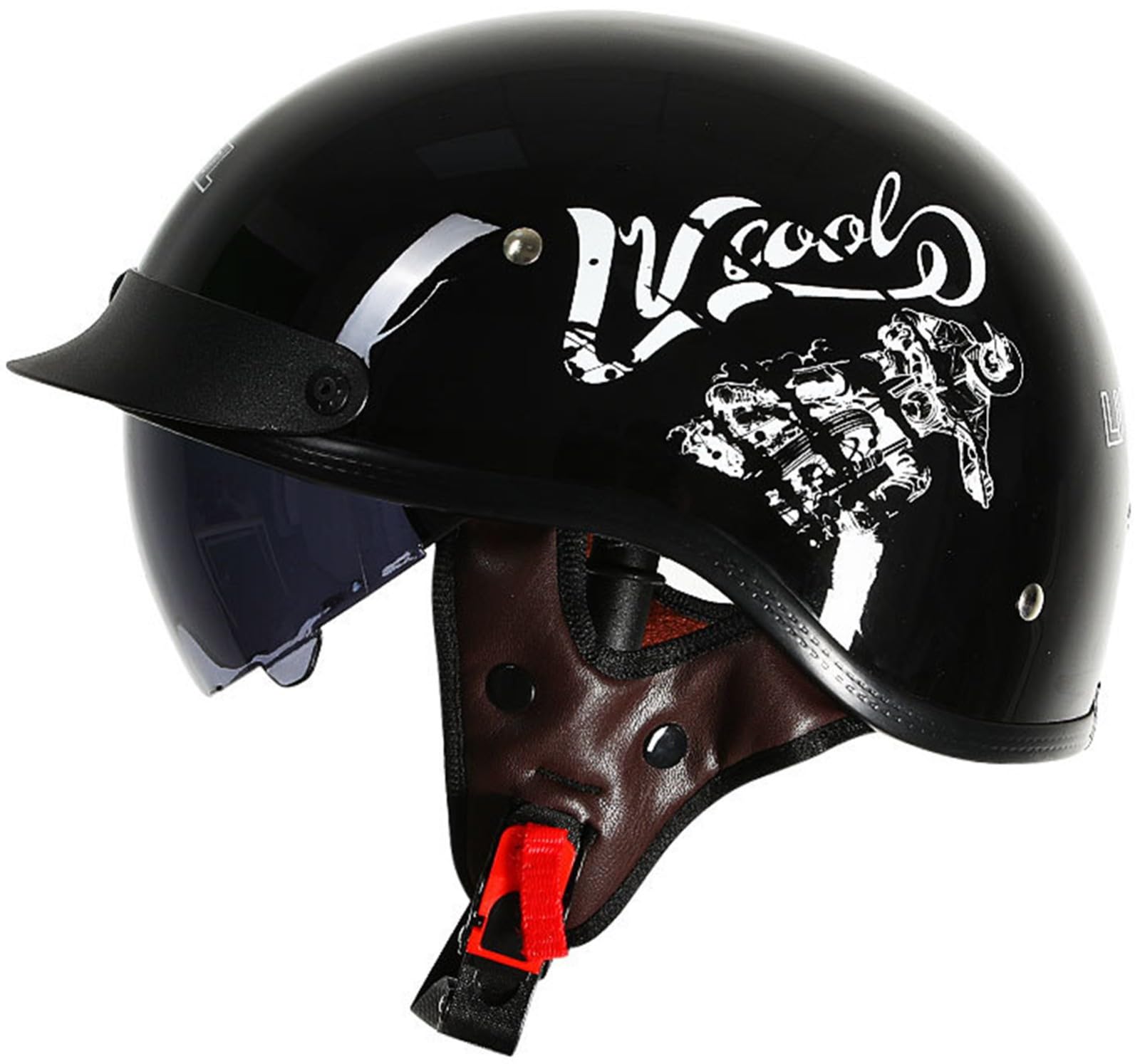 Buy Vintage Motorcycle Open Face Helmet Motorbike Vespa Jet-Helmet With - View #3