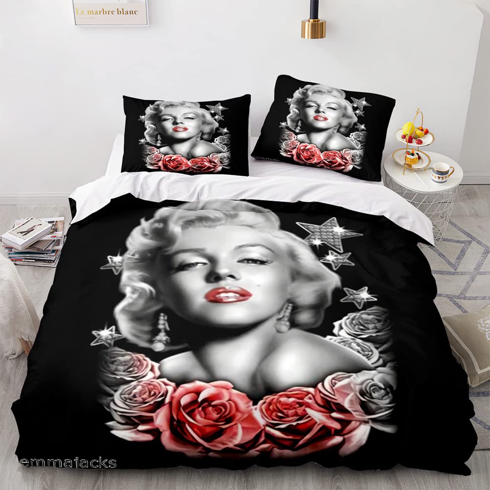Parure De Lit JUMELLE Marilyn Monroe - Housse Couette + Taie D'oreiller - Coton
