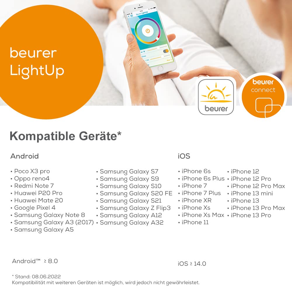 Beurer TL 100 2-in-1 LED Tageslichtlampe Stimmungslicht Farbwechselfunktion App Steuerung Weiß