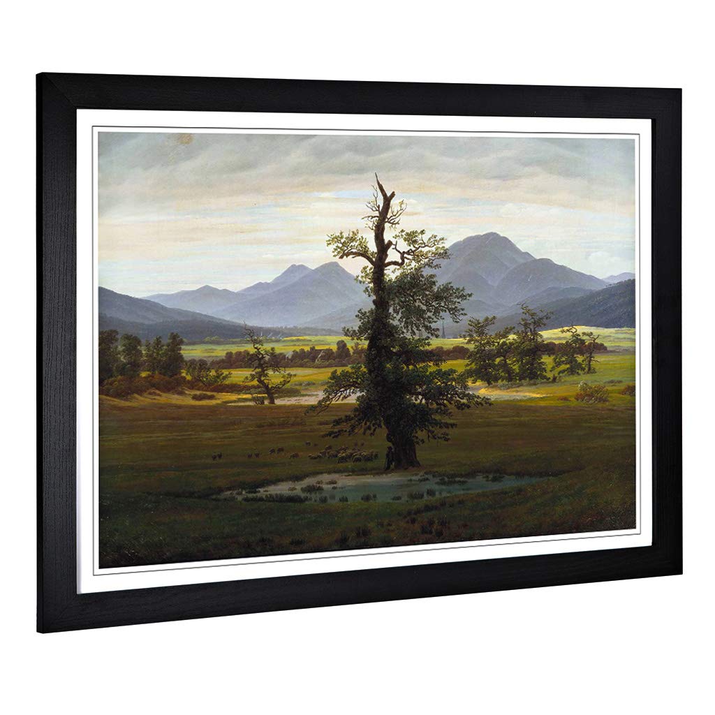 Big Box Art Framed Print of Friedrich Caspar David The Lonely Tree Design | Wall Art Picture | Home Decor for Kitchen, Living Room, Bedroom, Hallway, Black, A2 / 24.5x18 Inch / 62x45cm