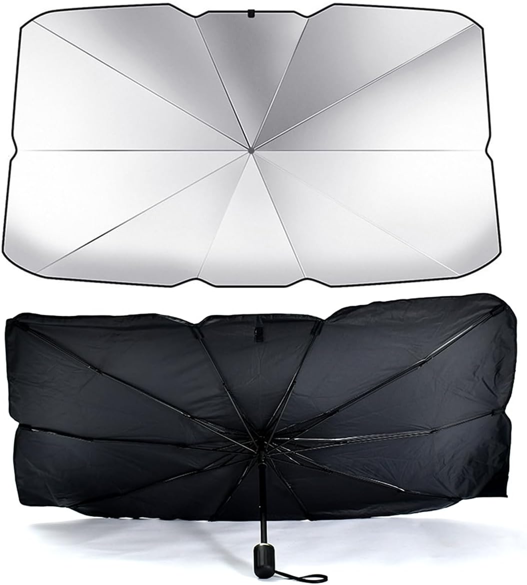 ECVV Car Front Windshield Sunshade Umbrella, Uv Protection & Heat Insulation Foldable Sun Shade Sun Visor, Full Cover Sun Shade For Most Vehicles, 145 * 79CM