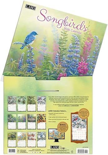 Miniatura 4 de Lang Calendario de pared Songbirds 2026  13.4 × 12 pulgadas, calendario de 12 meses con encuadernación grapada, arte de lino en relieve por Susan