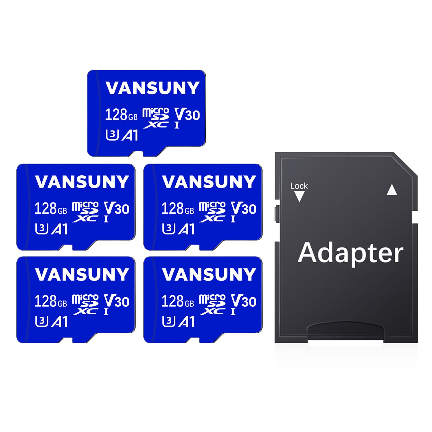 Vansuny Lot de 5 cartes micro SD 128 Go microSDXC