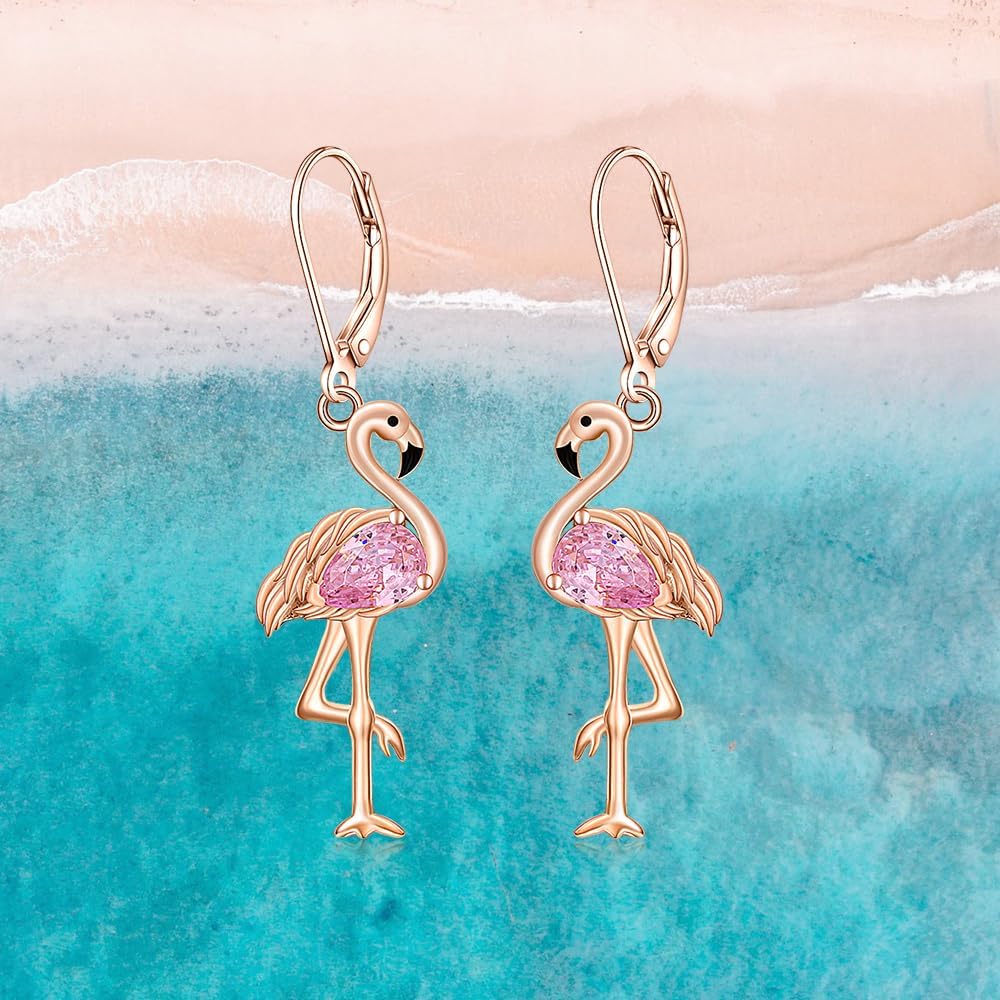 Flamingo Earrings for Women Sterling Silver Pink Flamingo Dangle Earrings Cute Bird Jewelry Summer Holiday Christmas Gifts - Image 9