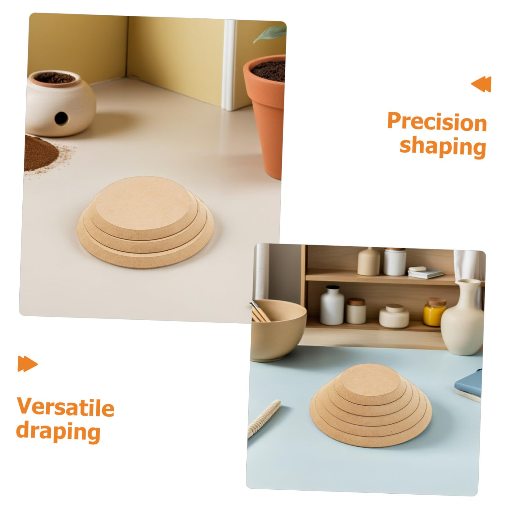 TOPBATHY Moule de Poterie Rond 5 Pièces en Céramique et Bois pour Modelage Argile, Outil de Formage Polyvalent, Usage Artisanal et Création Céramique, Adapté aux Artistes et Amateurs