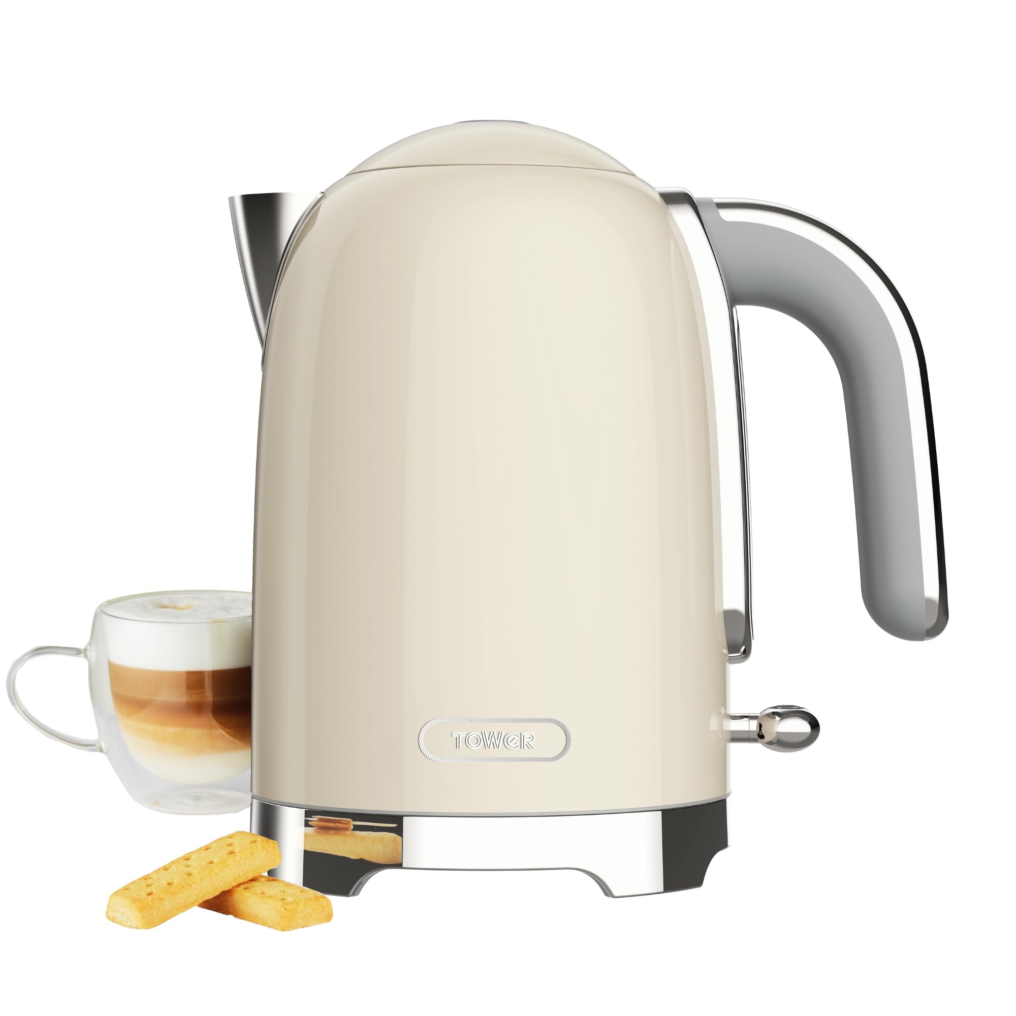 Tower Premium Solace Electric Kettle 1.7L, 1350W | Full Metal Body, Rapid Boil in 45 Seconds, Auto Shut-Off, Boil-Dry Protection, 360° Power Base, Water Level Indicator, 2 Year Warranty (Cream)-image-14