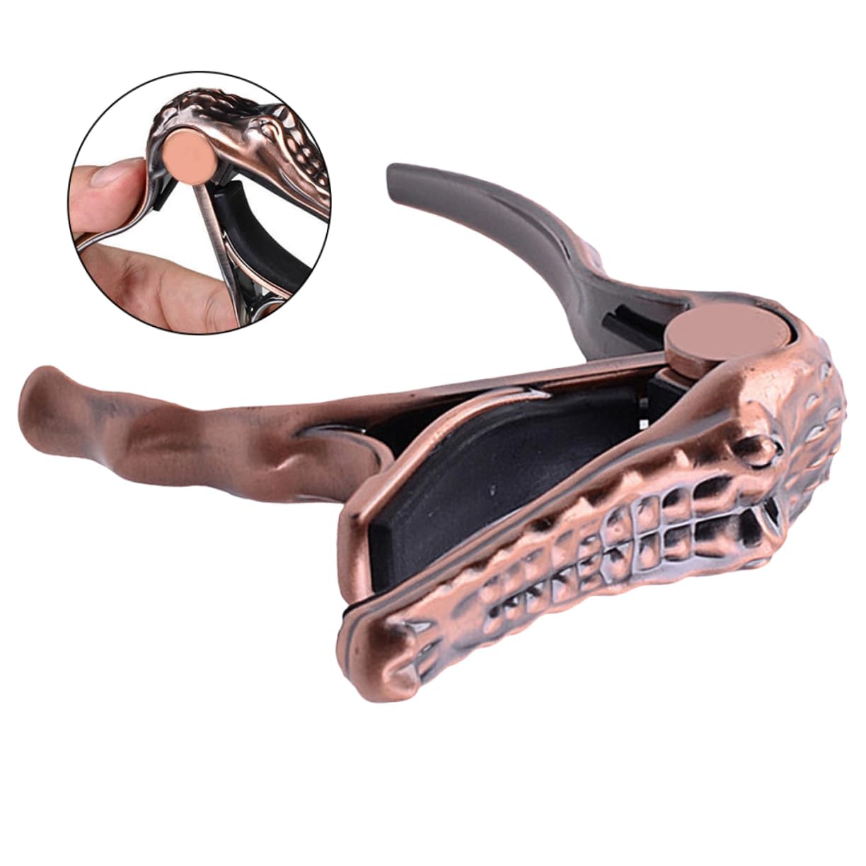 BESTonZON 2piezas Cejilla De Guitarra Metálica Diseño De Cocodrilo Capo Portátil Para Guitarra Eléctrica y Acústica Accesorio Práctico Para Afinación Rápida y Efectiva