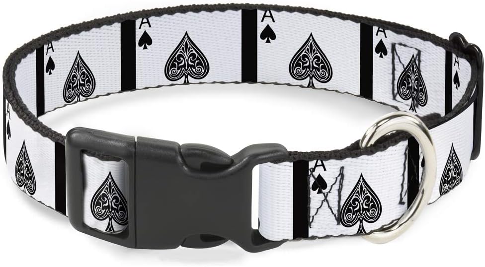 Buckle-Down PC-W30136-WM Ace Of Spades Plastic Clip Collar, Wide Medium/16-23"