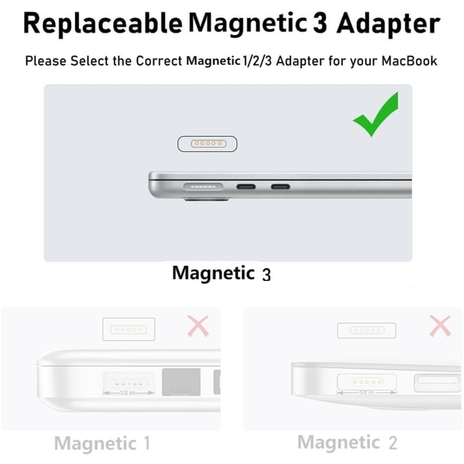 Cavo USB-C a Magnetic 3 da 140 W, compatibile con Mac Book Pro/Air 2021-2023 (M1, M2, M3 14-16 pollici, nylon intrecciato, 2 m