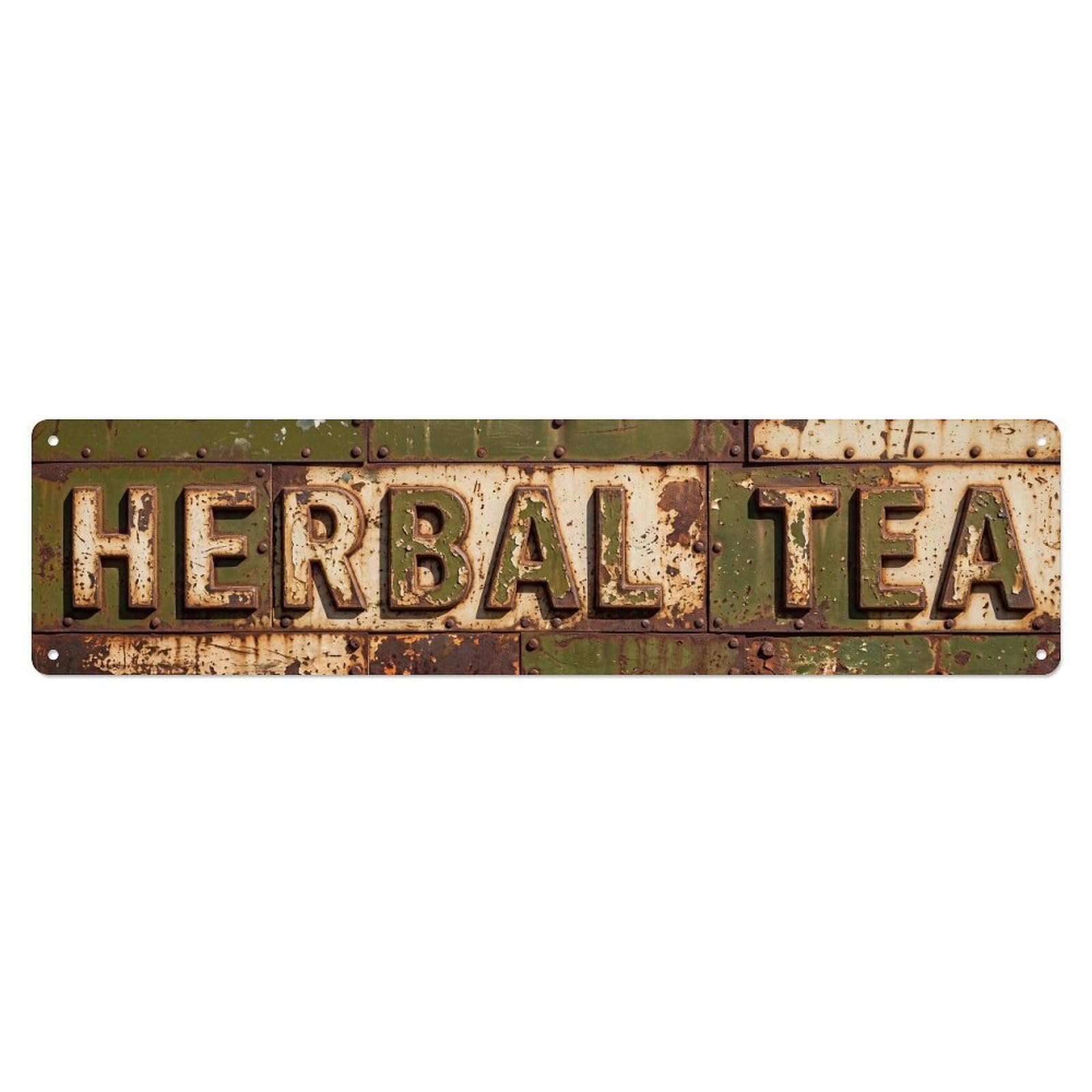 Okahys 4X16inch(10X40cm) Herbal Tea Retro Kitchen Metal Tin Sign