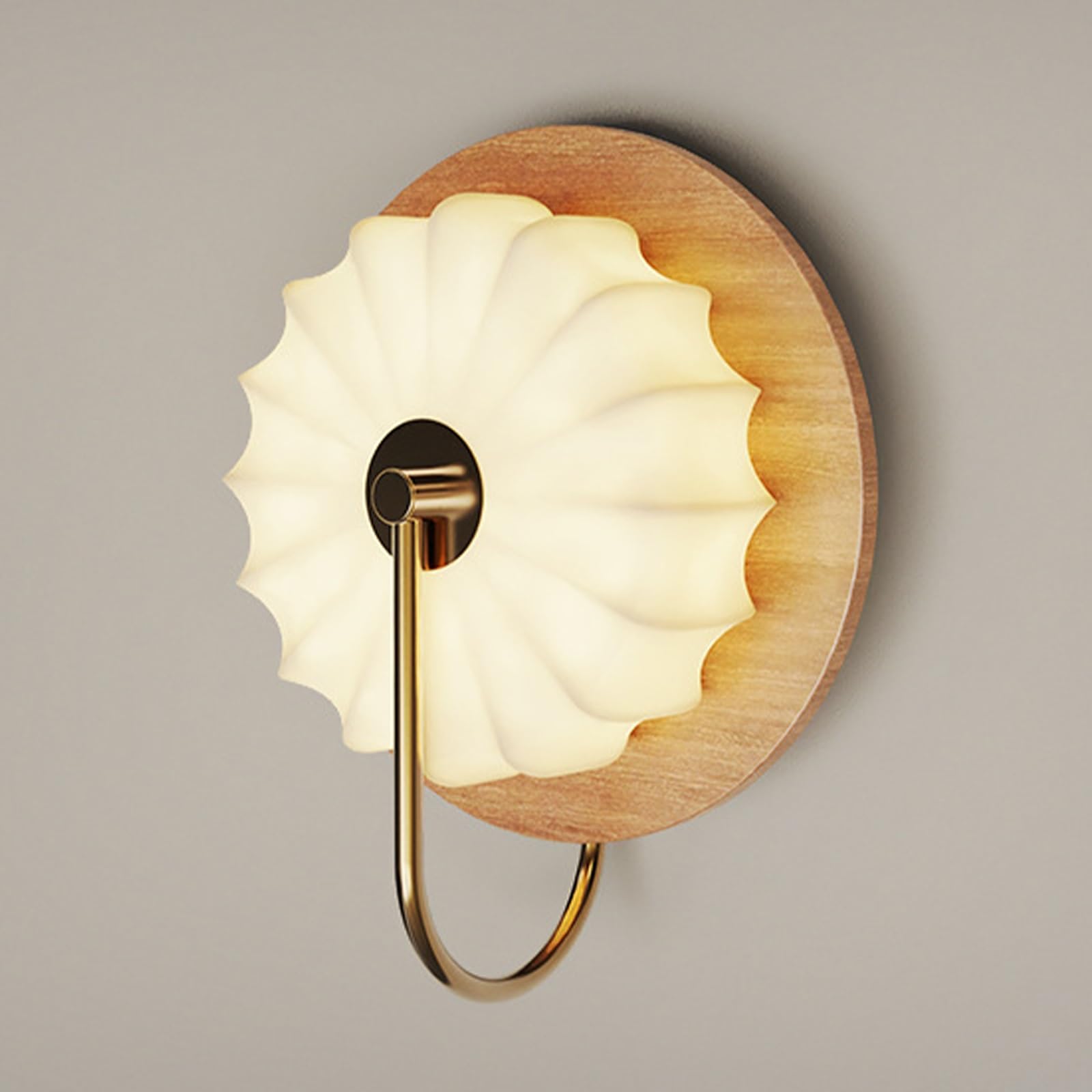 Applique da Parete Rustica in Legno con Paralume in Tessuto, Luce LED da 18W con 3 modalità di Temperatura.