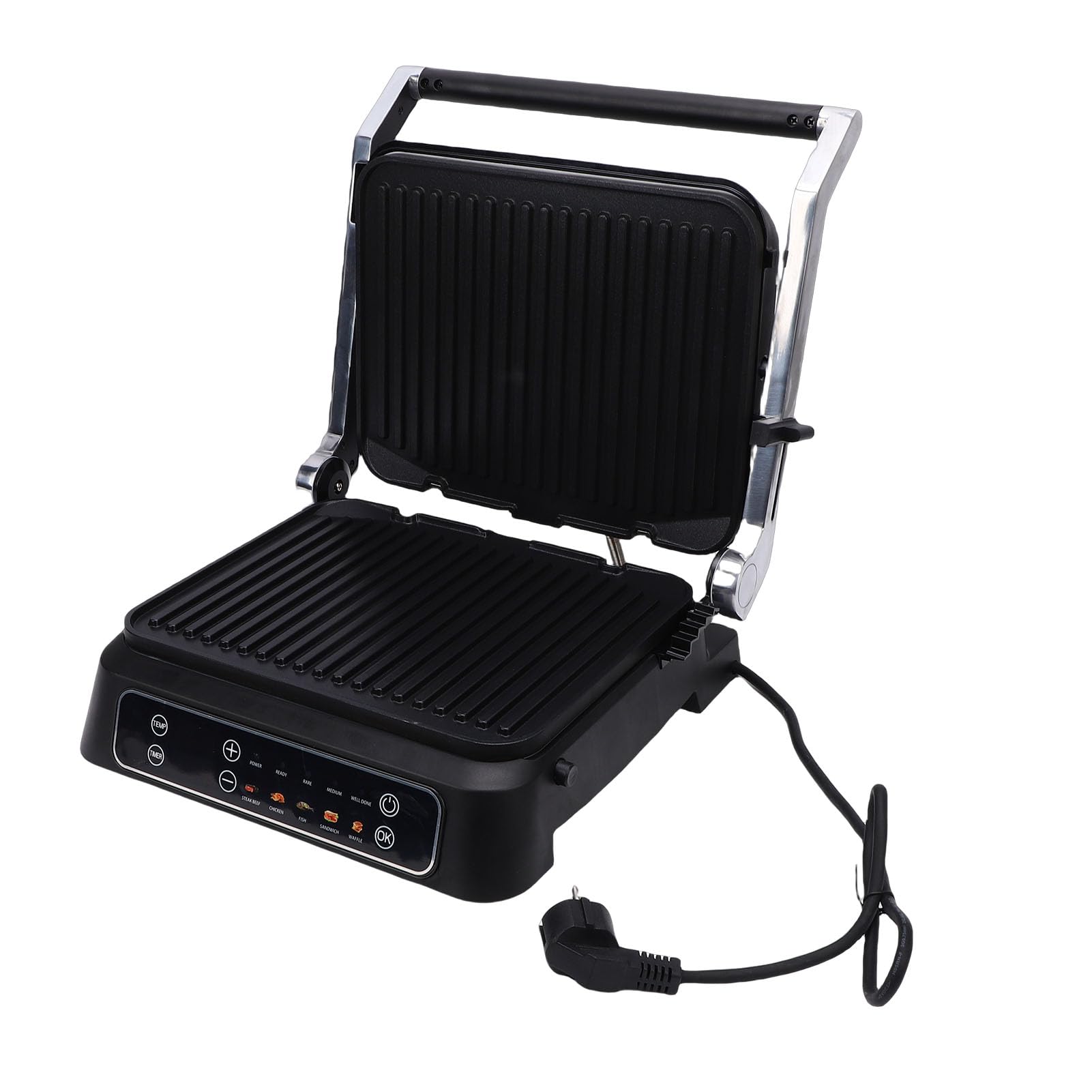 Socobeta Panini Press Grill Potente Sandwichera Eléctrica Antiadherente de 2000 W para Cocinar en Casa Comidas Familiares (Enchufe europeo)