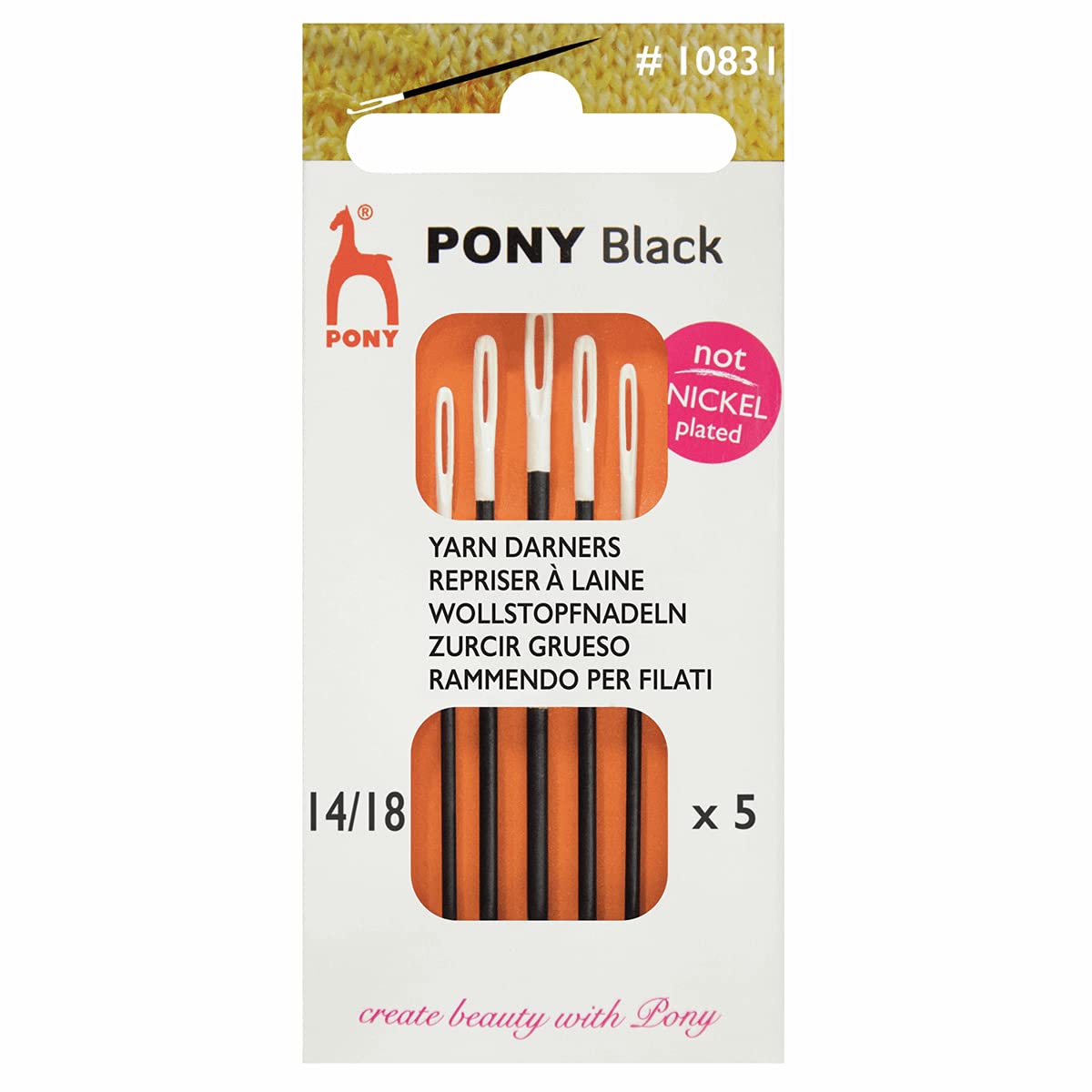 Jl Grey Pony Hand Sewing Needles: Short Darners: Black With White Eye: Size 14-18