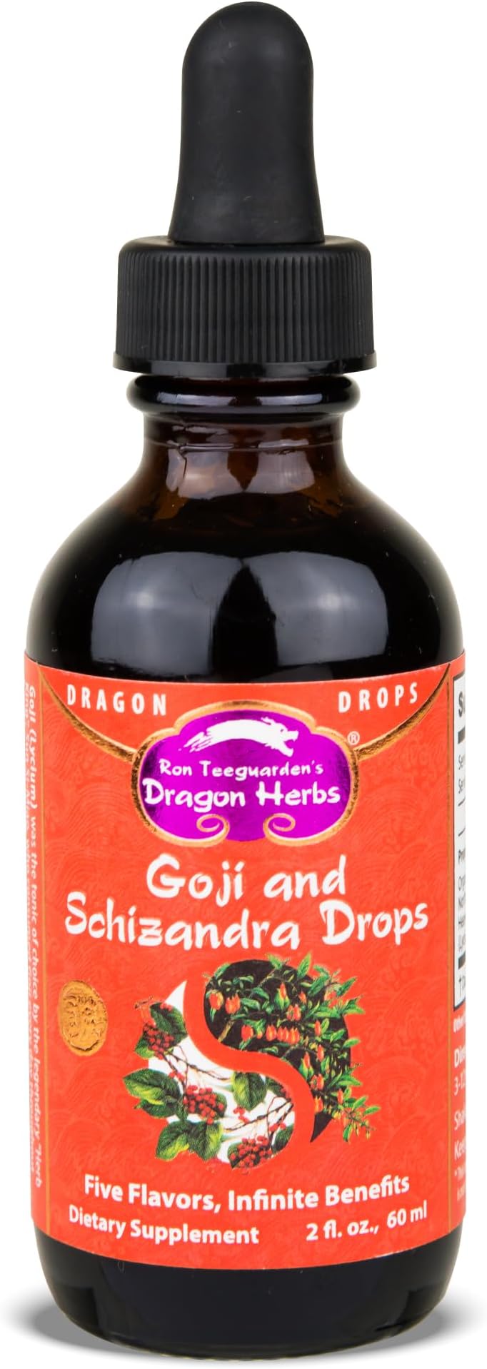 Goji Berry & Schizandra Drops โข Triple Extractions โข for Eye, Skin, Lung & Healthy Aging Support, Beauty Tonic โข Super Potency โข Fast Acting โข 2 fl oz, 60 mL โข Tincture Supplement