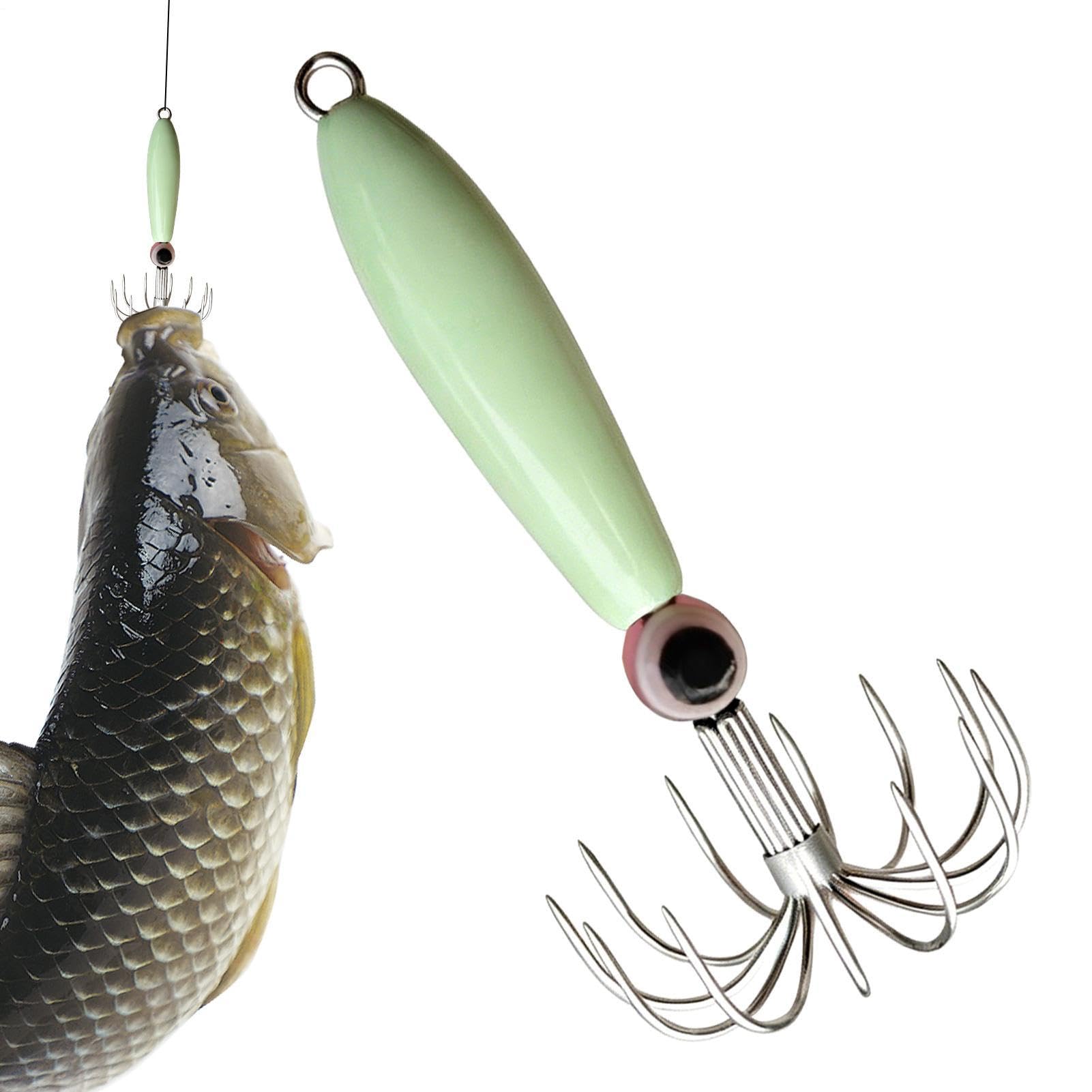 Potera De Calamar | 12 Agujas Metálicas Ligeras Antiescape - Potera de Metal Fosforescente para Calamar | para Sepia Pulpo Pesca Nocturna De Mar Zona Costera Muelle Pescadores Aire Libre