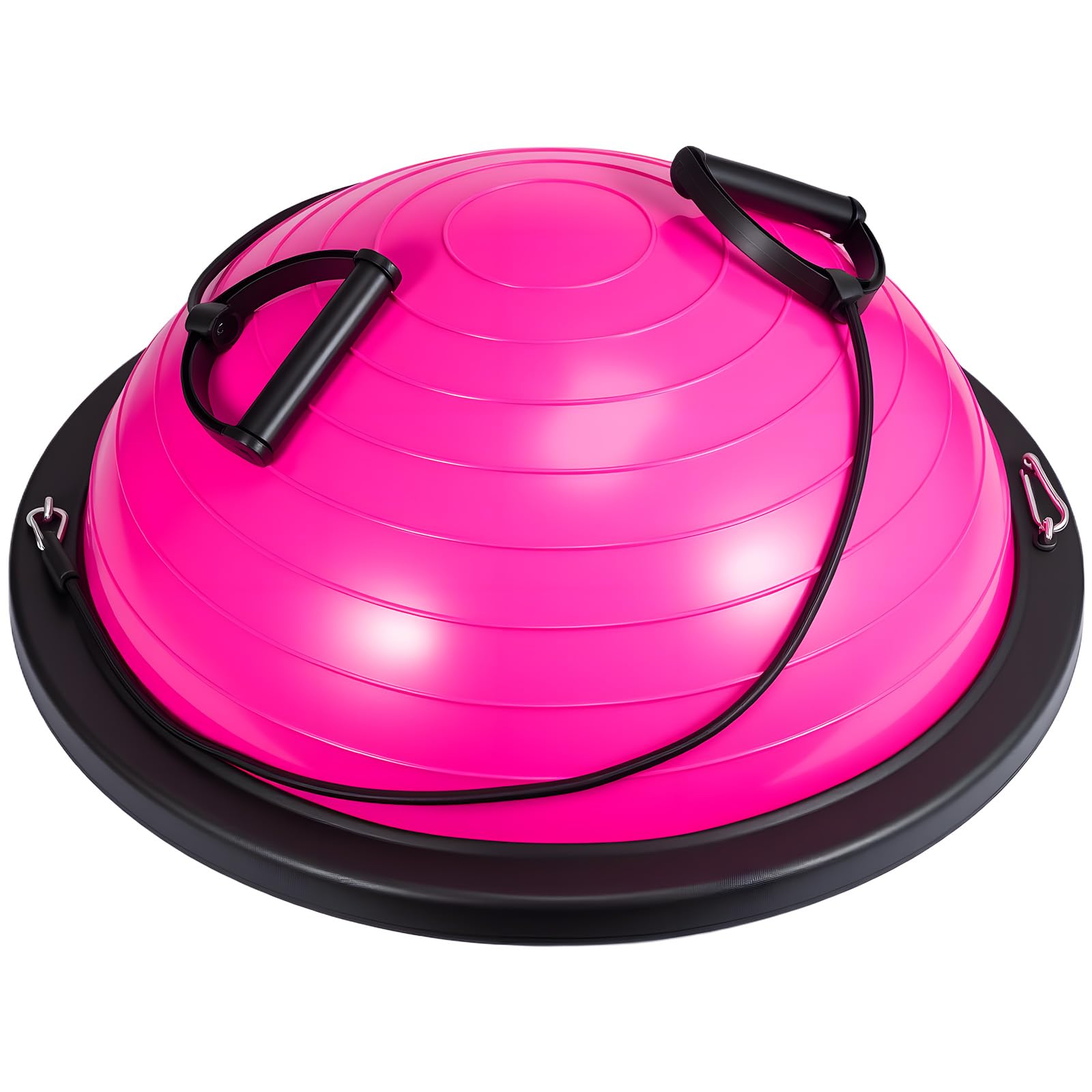 GROWNEER Balance Ball Board Inflatable Air Dome With Resistance Bands and Pump, Women Exercise Balance Trainer for Home Gym Workout Fitness Anti-slip Half Yoga Ball for Pilates (Red)