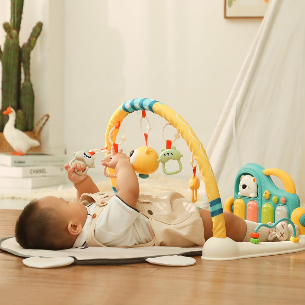 Gimnasio de juegos con piano para bebés, musical y con luces (Bear)