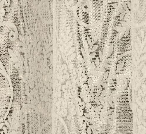 Image of Fabrilia Floral Net Semi Sheer Grommet Curtains for Living Room /Bedroom, 7 feet Door, Cream, Set of 2