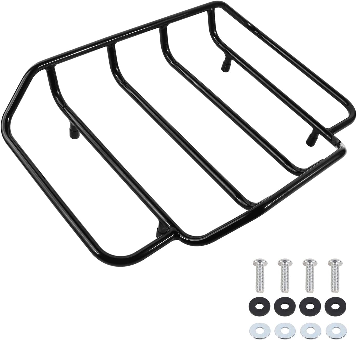 Black Air Wing Tour Pack Luggage Rack Trunk Top Rack Motorcycle Trunk Rail Rack Compatible for Harley Touring Street Glide Electra Glide Road Glide Road King Ultra Limited 1984-2024