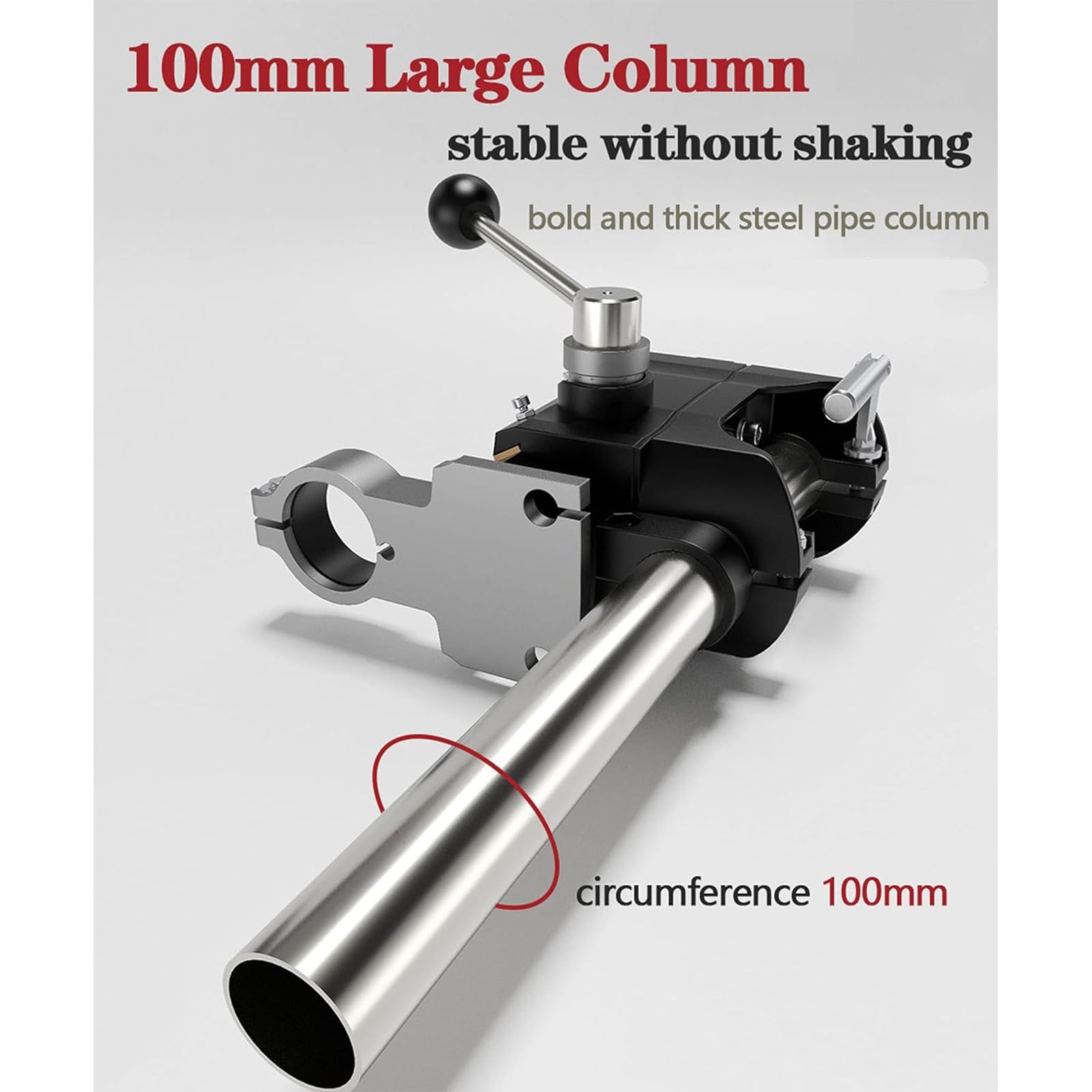 Supporto per Trapano Colonna, Supporto Trapano Colonna Carichi Pesanti con Pinze Becchi Piatti, Regolazione Altezza: 0~24,5 Cm/ganascia Massima 44 Mm/Corsa Lavoro: 60 Mm/Dimensioni Base25*19cm