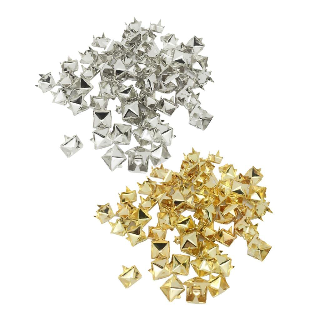 MERISHOPP® 100 Pieces Pyramid Studs Rivets Spots Punk DIY Leather Bag Shoes Silver|Crafts | Leathercrafts | Leathercraft Accessories |100 Pieces Pyramid Studs 3