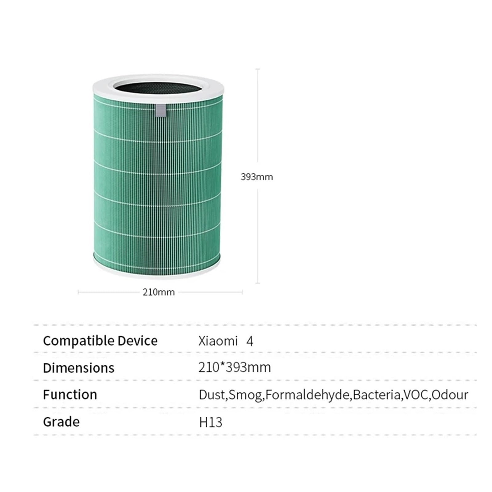 Compatible With Xiaomi Filter 4 Activated Carbon Filter 4 Compatible With Xiaomi Air Purifier 4 / H13 4 Filter(Size:Grey)