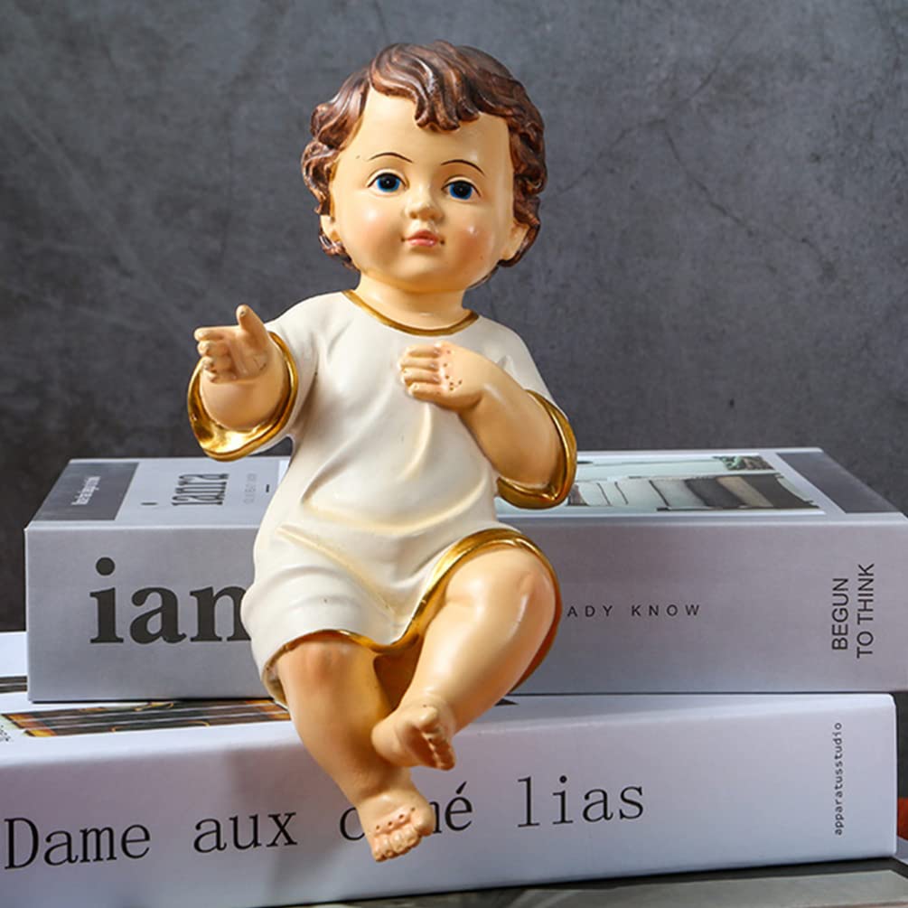 Figurine Bébé Jésus 10 Cm – Statue Résine Divine Enfant Pour Crèche De Noël – Décoration Religieuse Catholique
