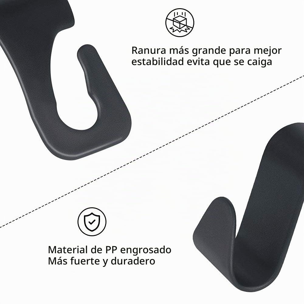 URAQT Ganchos para Asiento de Coche, 4PCS Gancho de Asiento Trasero de Coche, Ganchos para Reposacabezas de Coche, Negro Multifuncionales Accesorios Coche, para Bolsas, Monedero, Botellas de Agua