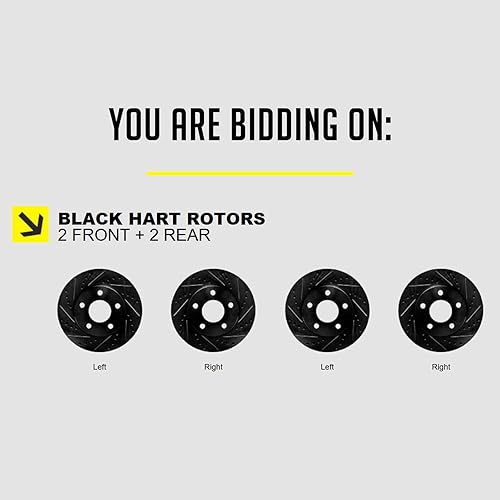 Miniatura 2 de Compatible con 1995-1997 Jaguar XJ12, Vanden Plas, XJ6 FRT/RR Black Drill Slot de freno