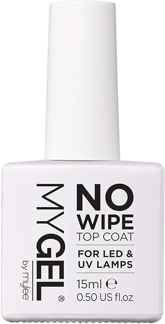 MYGEL by Mylee Nail Gel Polish No-Wipe Top Coat 15ml, UV/LED Soak-Off Nail Art Manicure Pedicure for Professional, Salon & Home Use, Long Lasting, Easy to Apply, No Chips, Durable & Safe