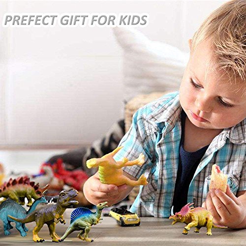 GuassLee Realistic Dinosaur Figure Toys - 6 Pack 7” Large Size Plastic Dinosaur set for Kids and Toddler Education, Including T-rex, Stegosaurus, Monoclonius, etc