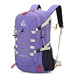 Bseash 40L Waterproof Hiking Backpack with Rain Cover, Outdoor Sport Travel Bag Daypack for Camping Climbing Skiing Cycling (Violet)