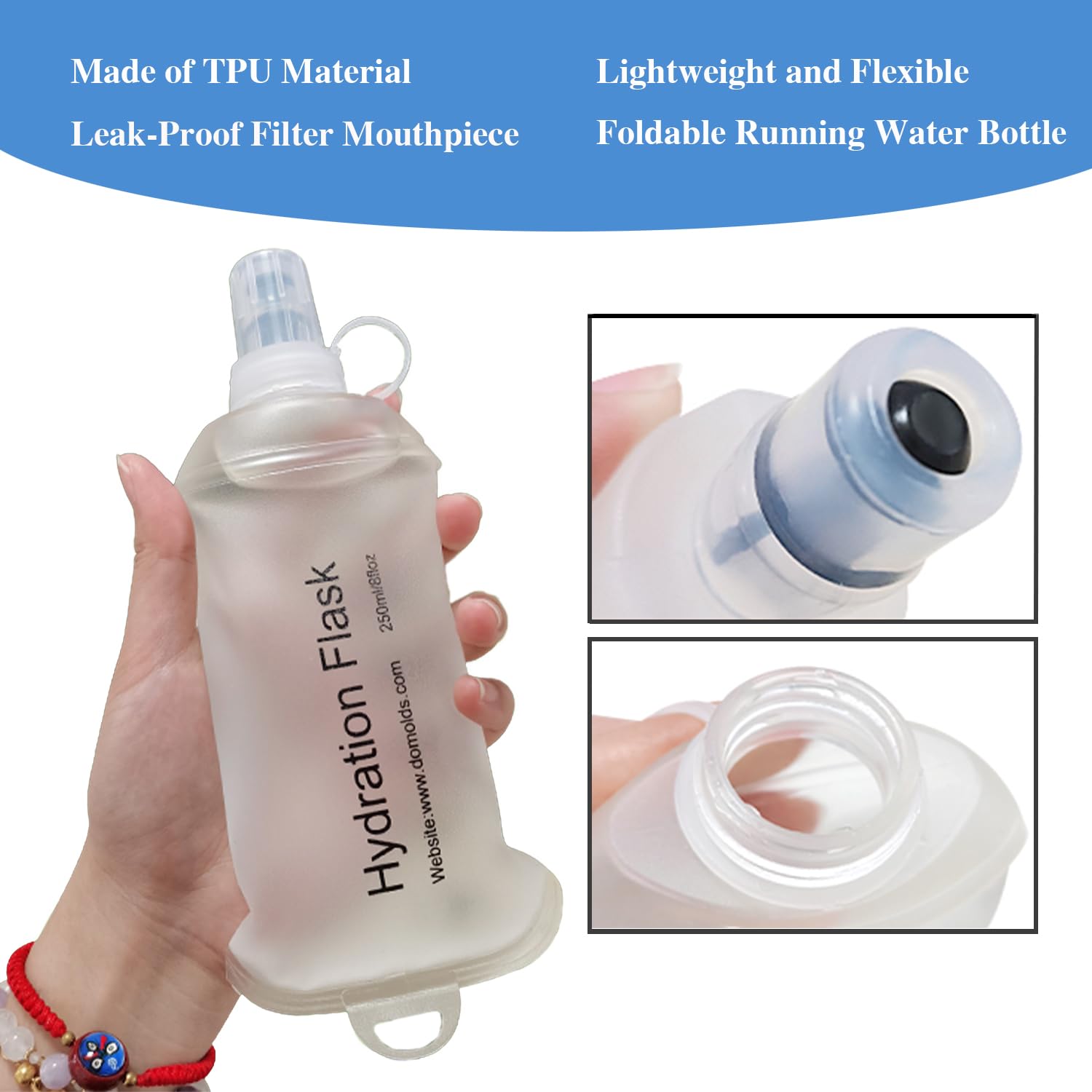 CLINTT Termo suave de 500 ml, plegable, hecho de material TPU y adecuado para ciclismo, escalada de montaña, senderismo y otras actividades, 2 unidades, color azul