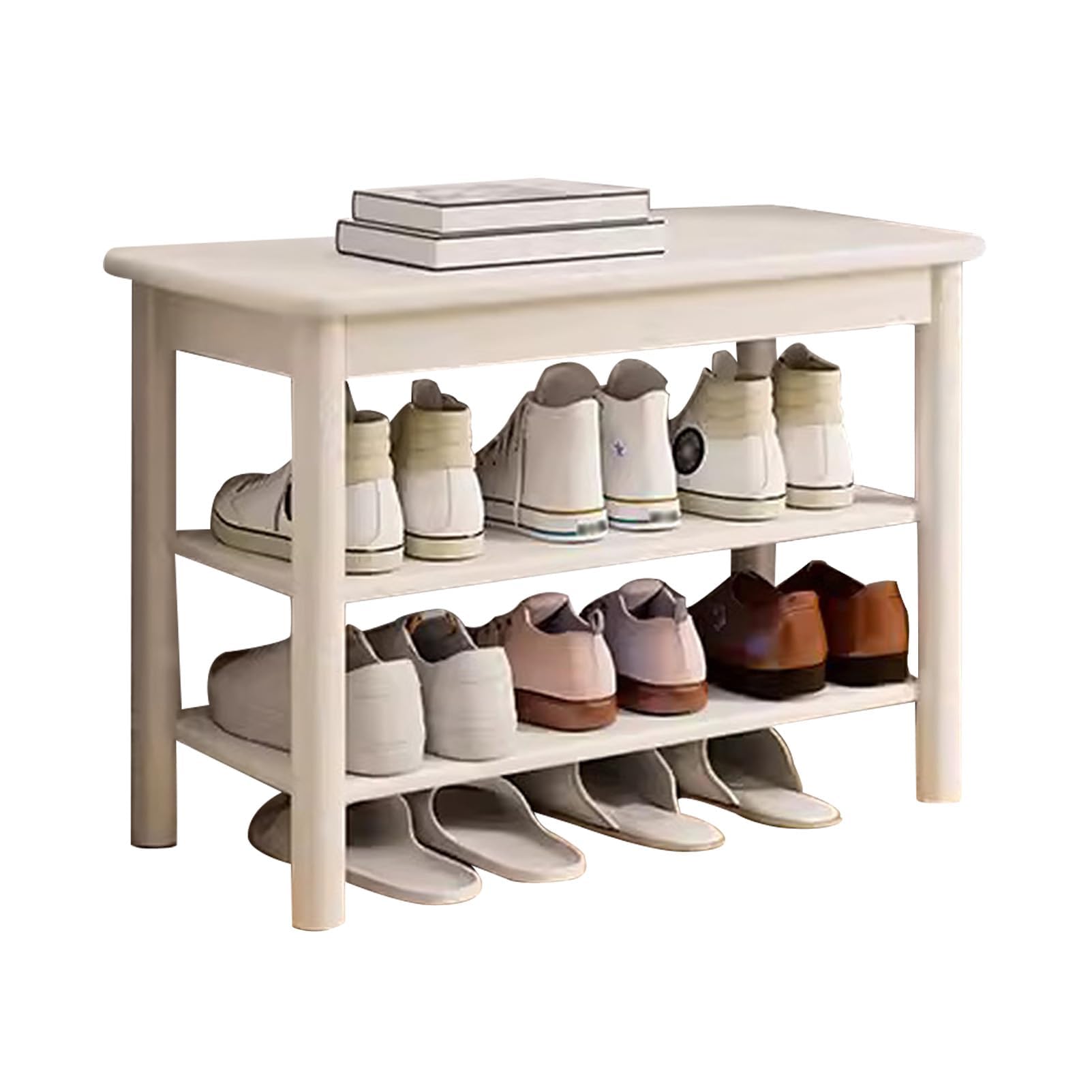 Banc à chaussures en bois massif à 3 niveaux pour entrée et salon