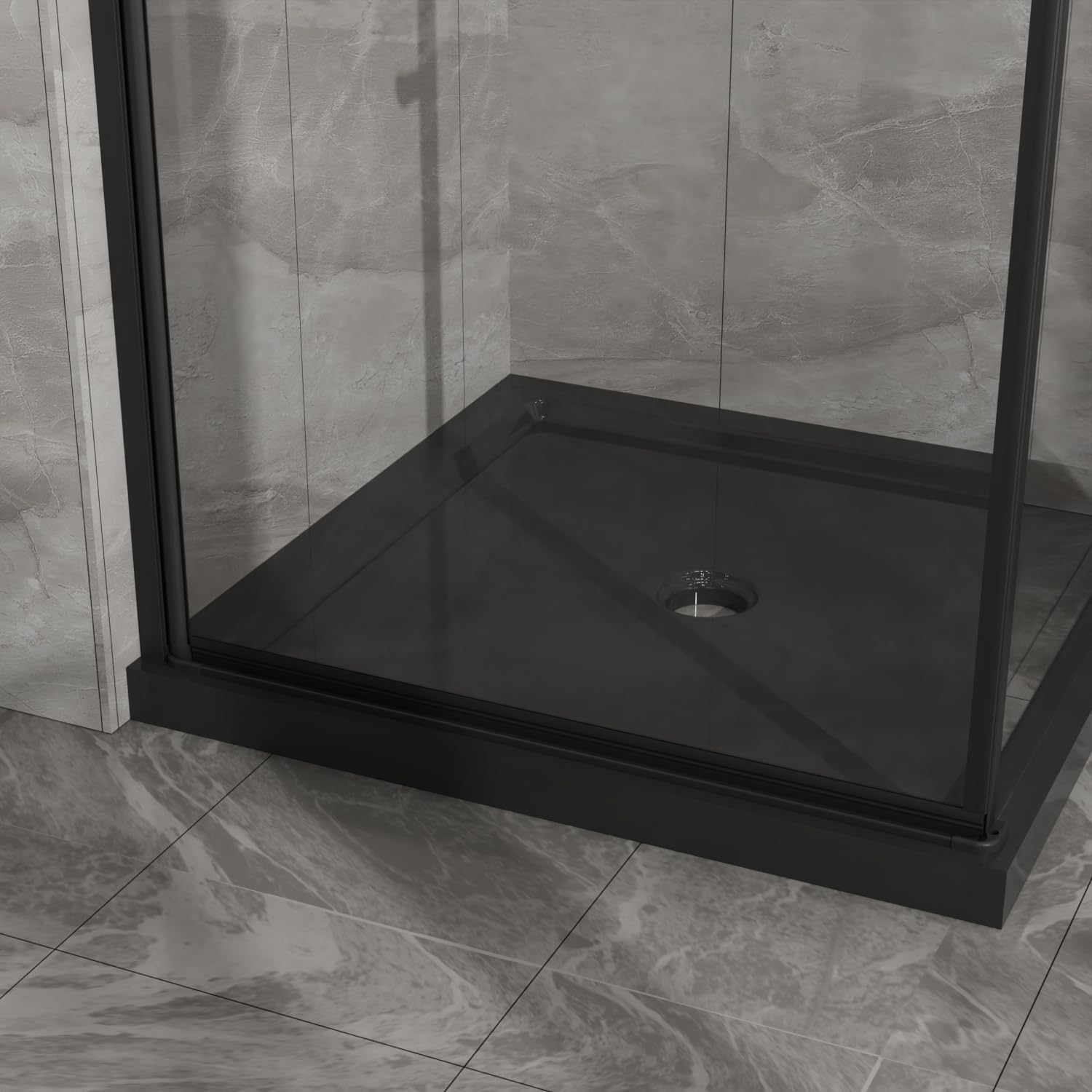Shower Enclosure 36 in.D x in. W 72 H Black Tempered Glass Modern Frameless Corner Stall Elegant Bathroom Upgrade