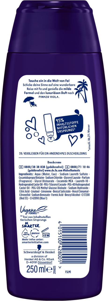FA Luxurious Moments Shower Gel (3 x 250 ml) 95% Ingredients of Natural Origin - Image 4