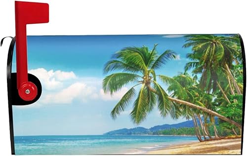 Miniatura 2 de Cubierta magnética impermeable para buzón de playa con palma, decoración de buzón de 21 x 18 pulgadas