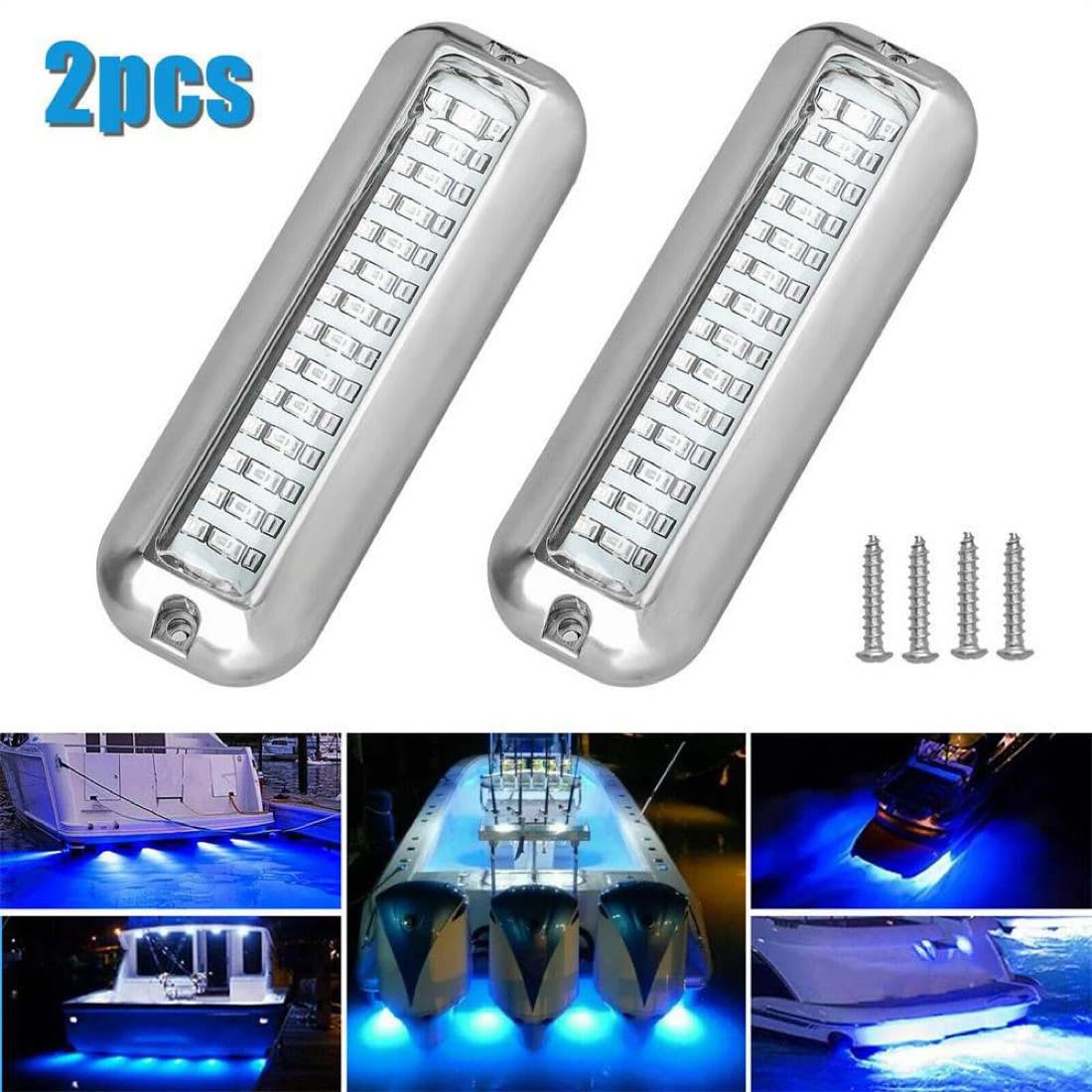ecogrip pair of 42 underwater clear led light (84 led) transom led light 12 volt in stainless steel for marine, boat, vr, camper, pontoon, trailer and much more… (green)