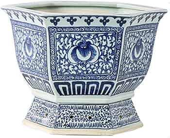 青色 六角形 風蘭鉢 青色 六角形 風蘭鉢