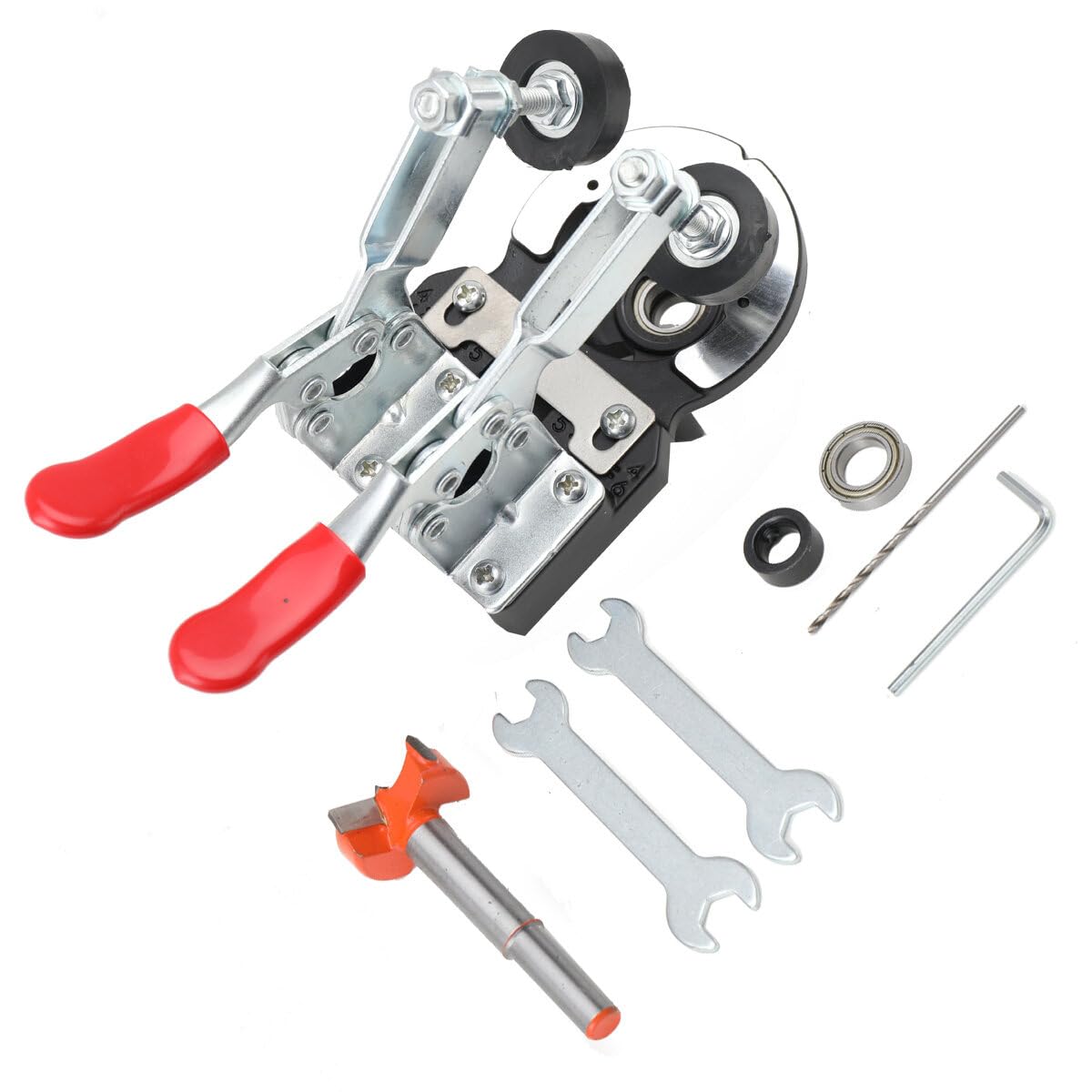Lfhelper Double Clamp Hinge Hole Drilling Locator, Accurate Locking Woodworking Dowel Jig For Door Cabinets Concealed Installation