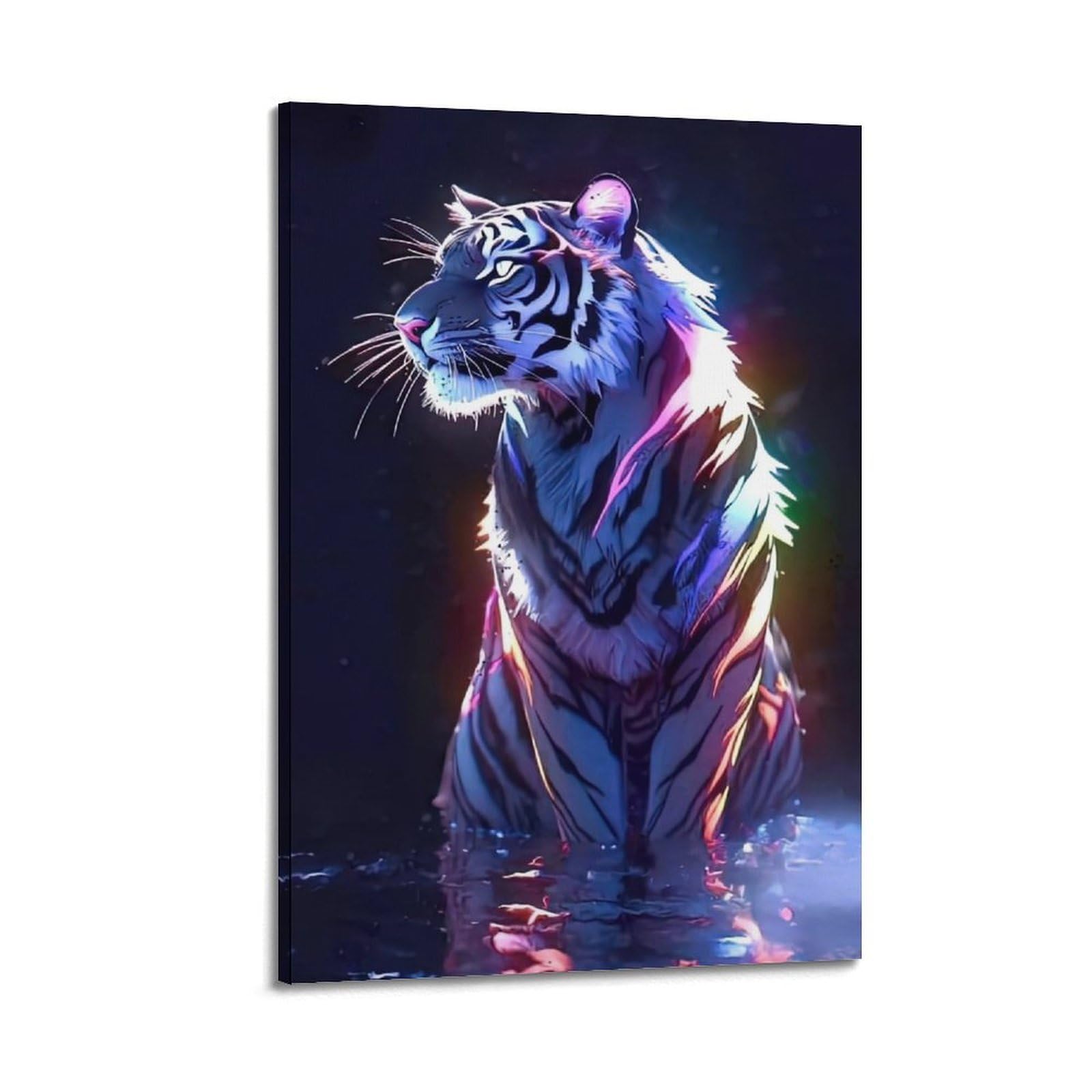 WPHSFX Animal Poster White Tiger in The River Poster Decorative Painting Canvas Wall Posters And Art Picture Print Modern Family Bedroom Decor Posters 24x36inch(60x90cm)