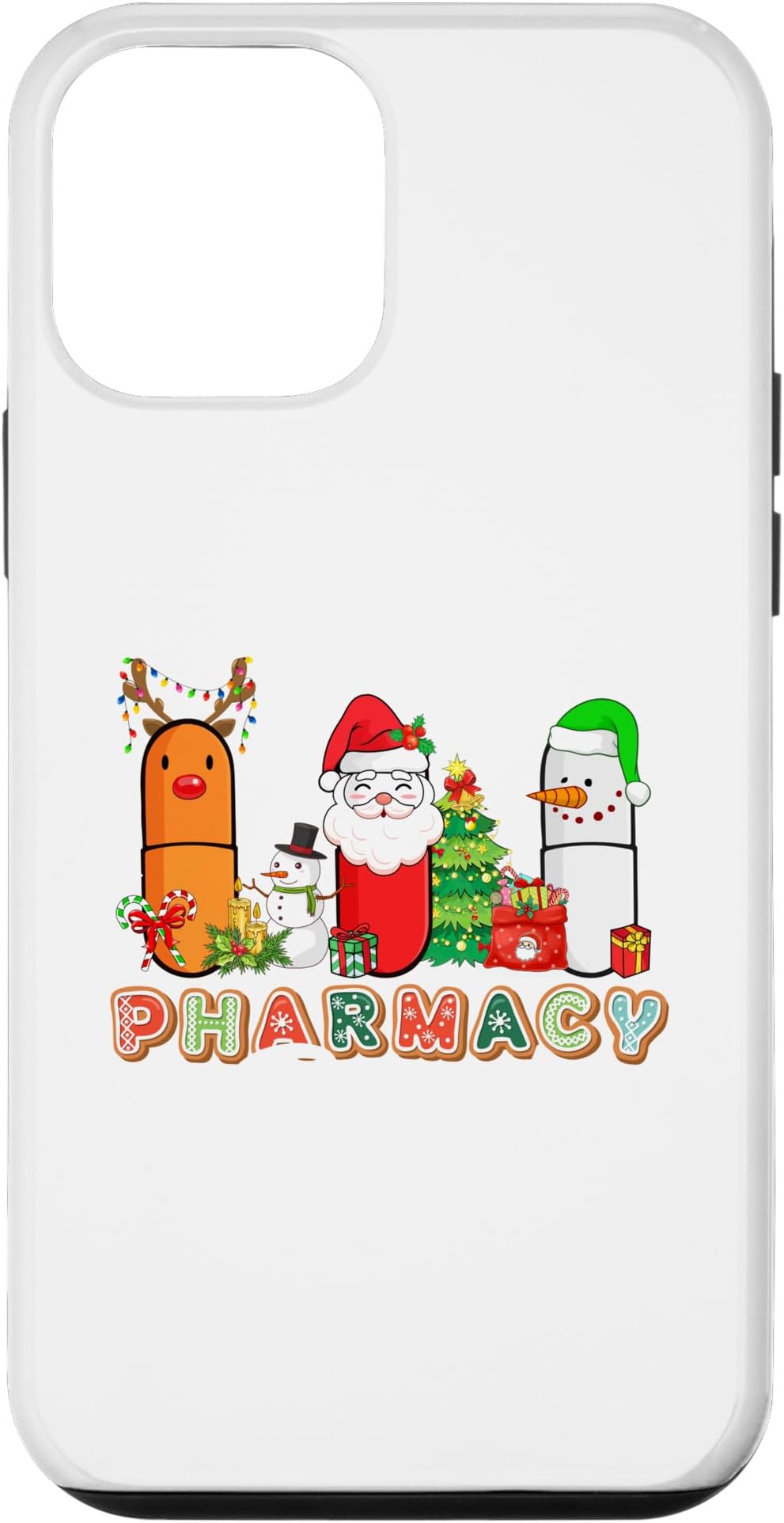 iPhone 12 mini Funny Pills Christmas Lights Pharmacy Crew Reindeer Santa Case