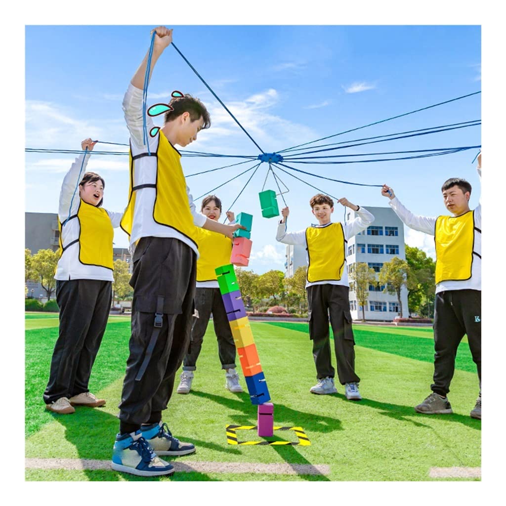 Juegos de Team Building, Juego cooperativo de apilar Bloques for 5-20 Personas | Juegos comunicación, liderazgo y Trabajo en Equipo for Empresas(Blue,8pcs)